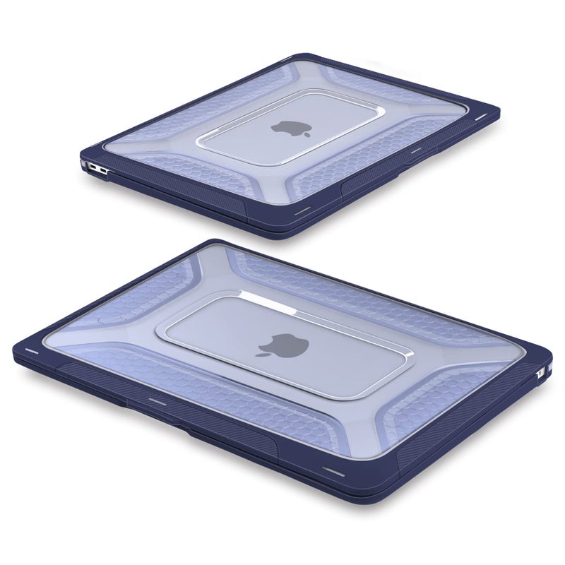 Batianda Protective Case for MacBook Air 13 inch 2020 2019 Release A2337 M1 A2179 A1932 with Touch ID Heavy Duty Honeycomb Hard Shell with Slim TPU Bumper and Fold Kickstand & Keyboard Cover Navy Blue - Image 3